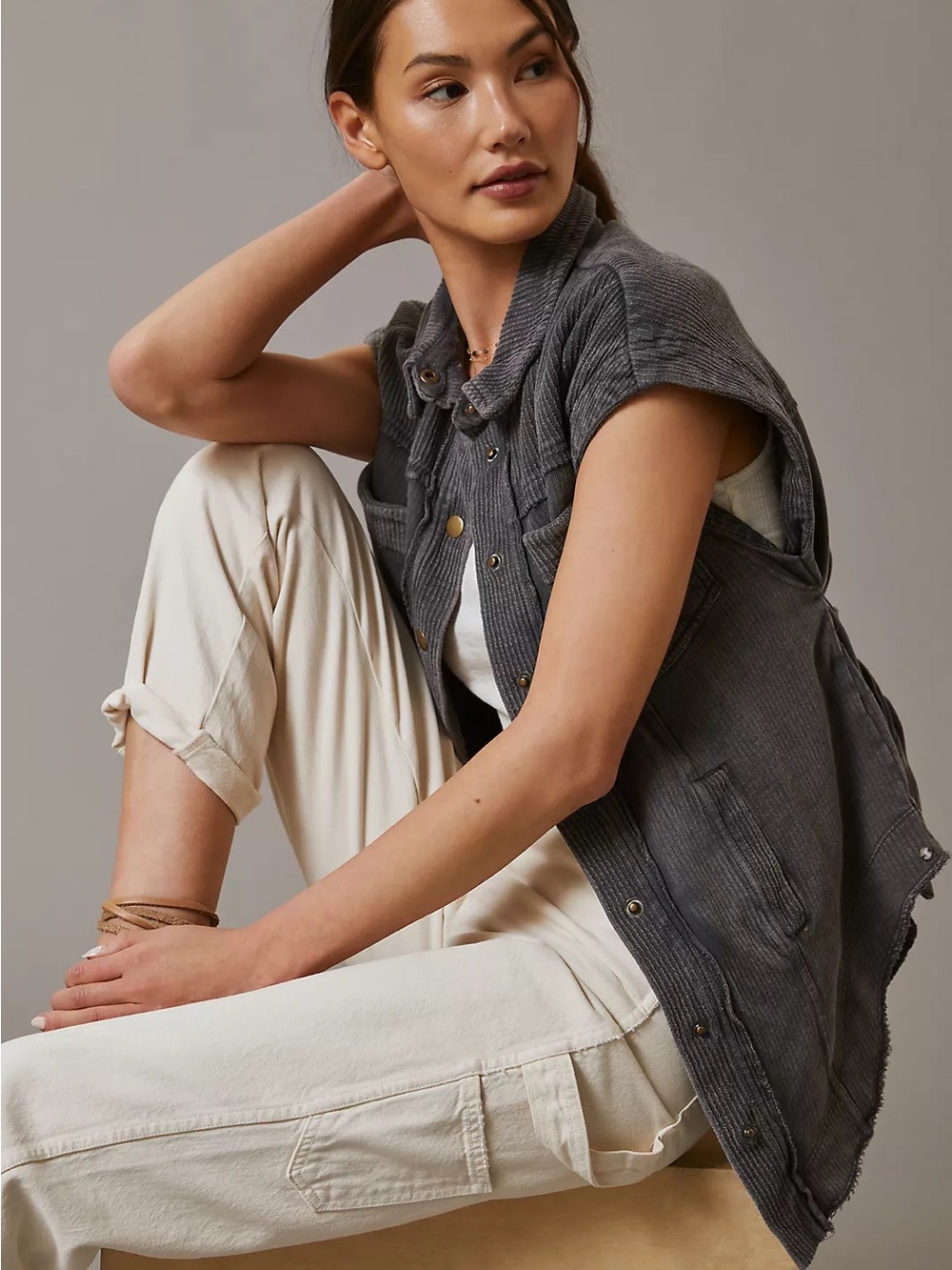 Anthropologie / PILCRO | Belted Gray Vest, Size M